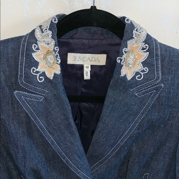 Escada Denim Blazer with Sequins - Picture 2 of 6